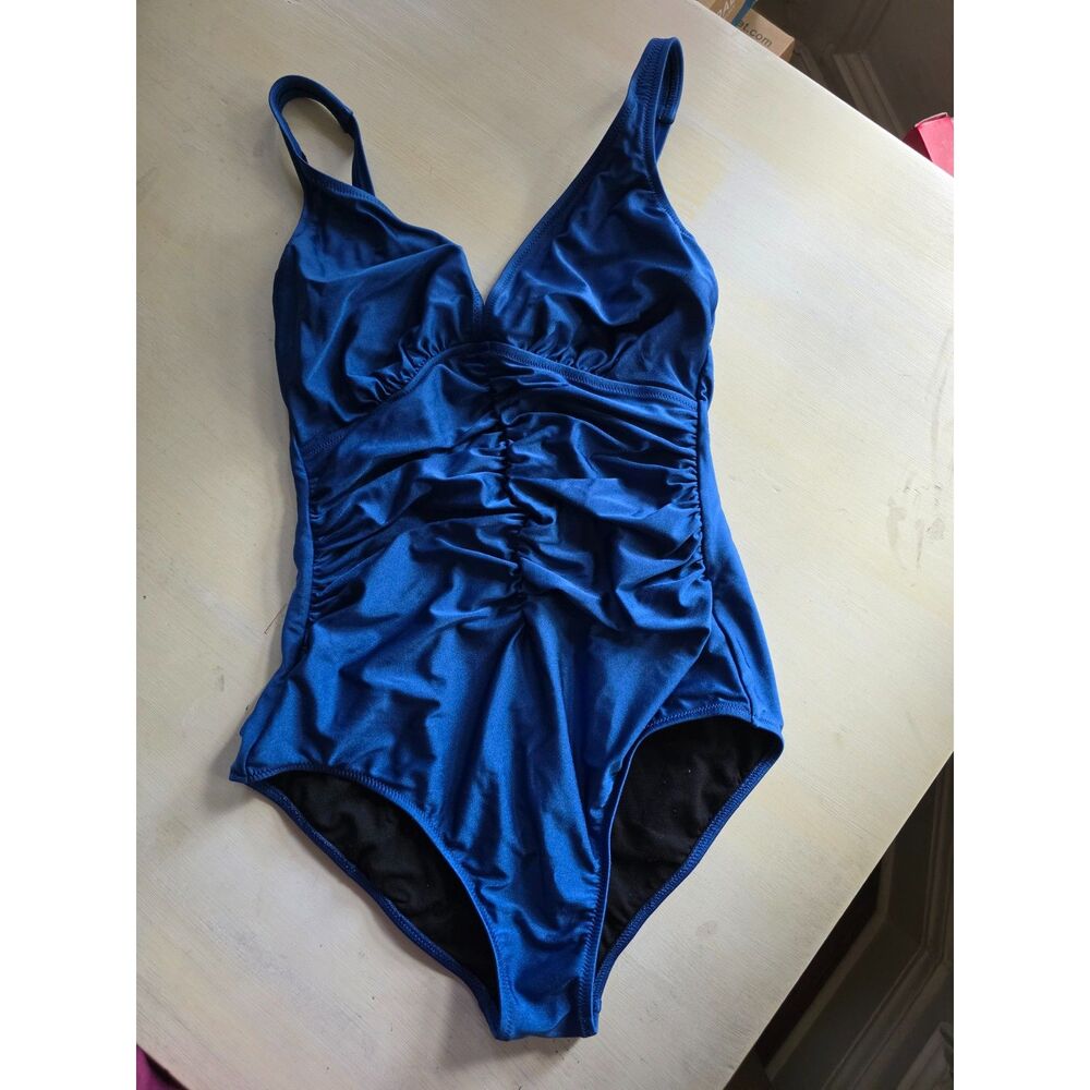 Profile by Gottex Satin Nights V-Neck One Piece Swimsuit size 10